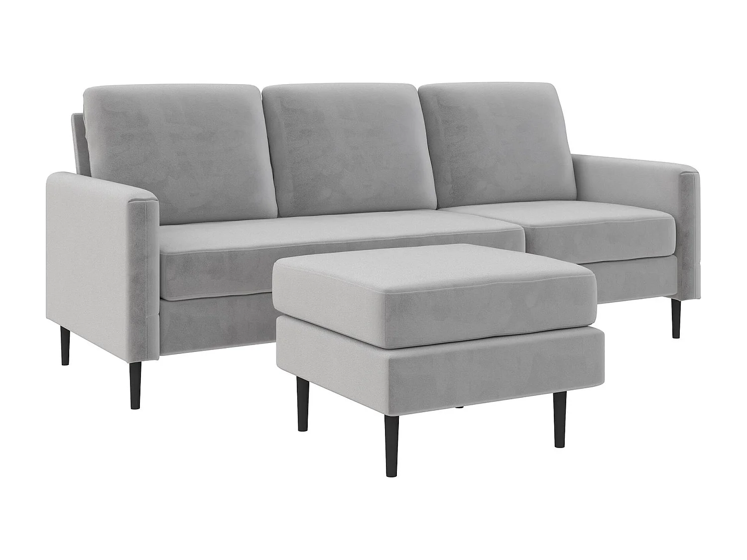 Dante | Canapé 3 places avec méridienne en velours gris clair