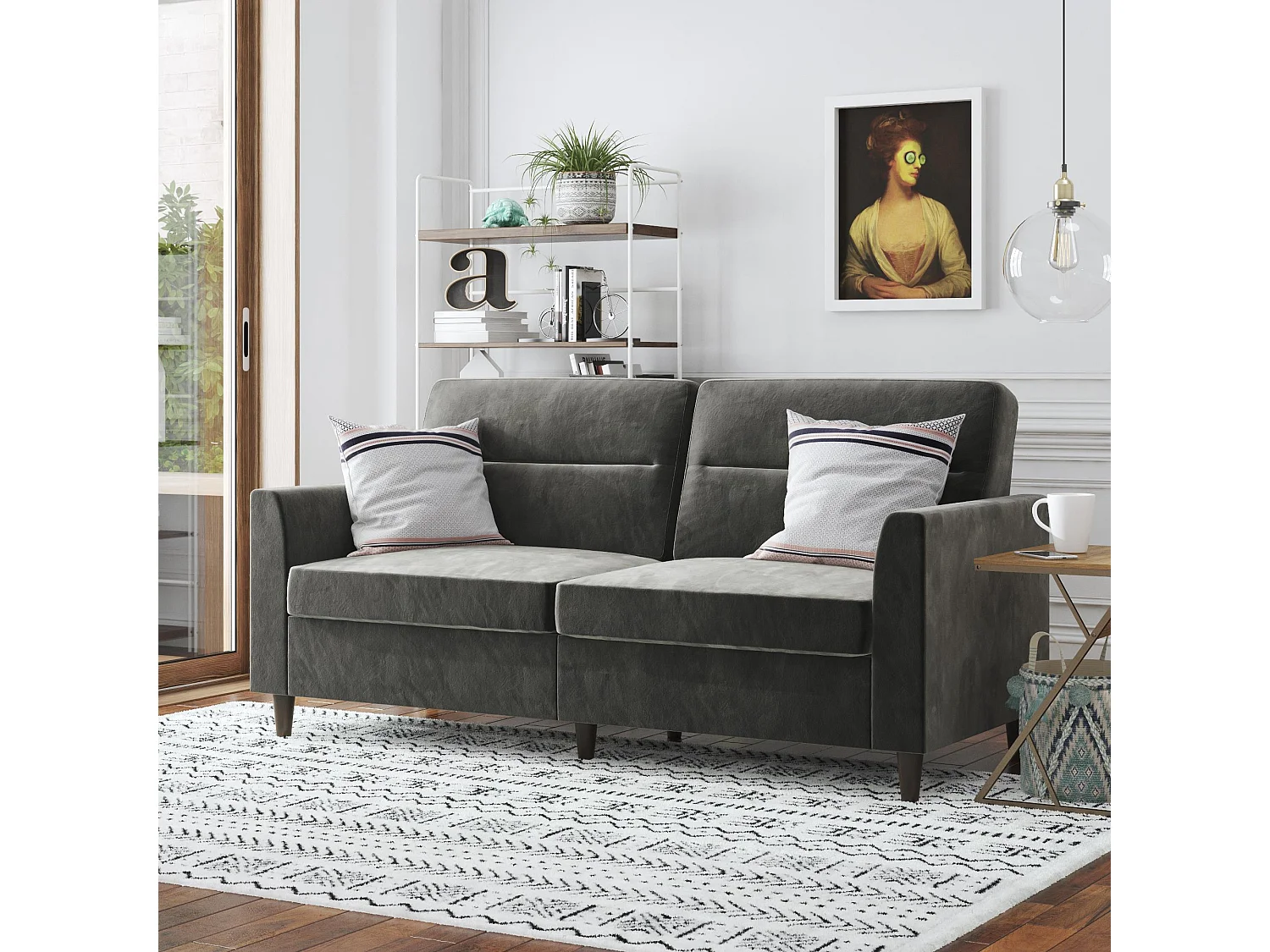 Sofá 3 plazas en terciopelo gris luxe