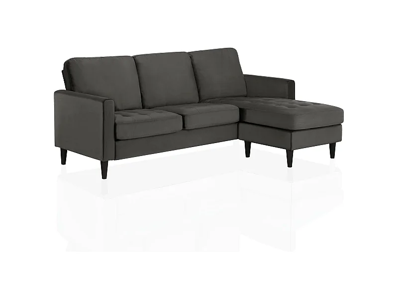 Divano 3 posti con chaise long in velluto grigio