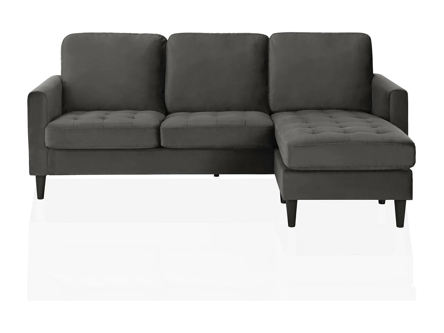3-Sitzer-Sofa mit Chaiselongue in Samtgrau