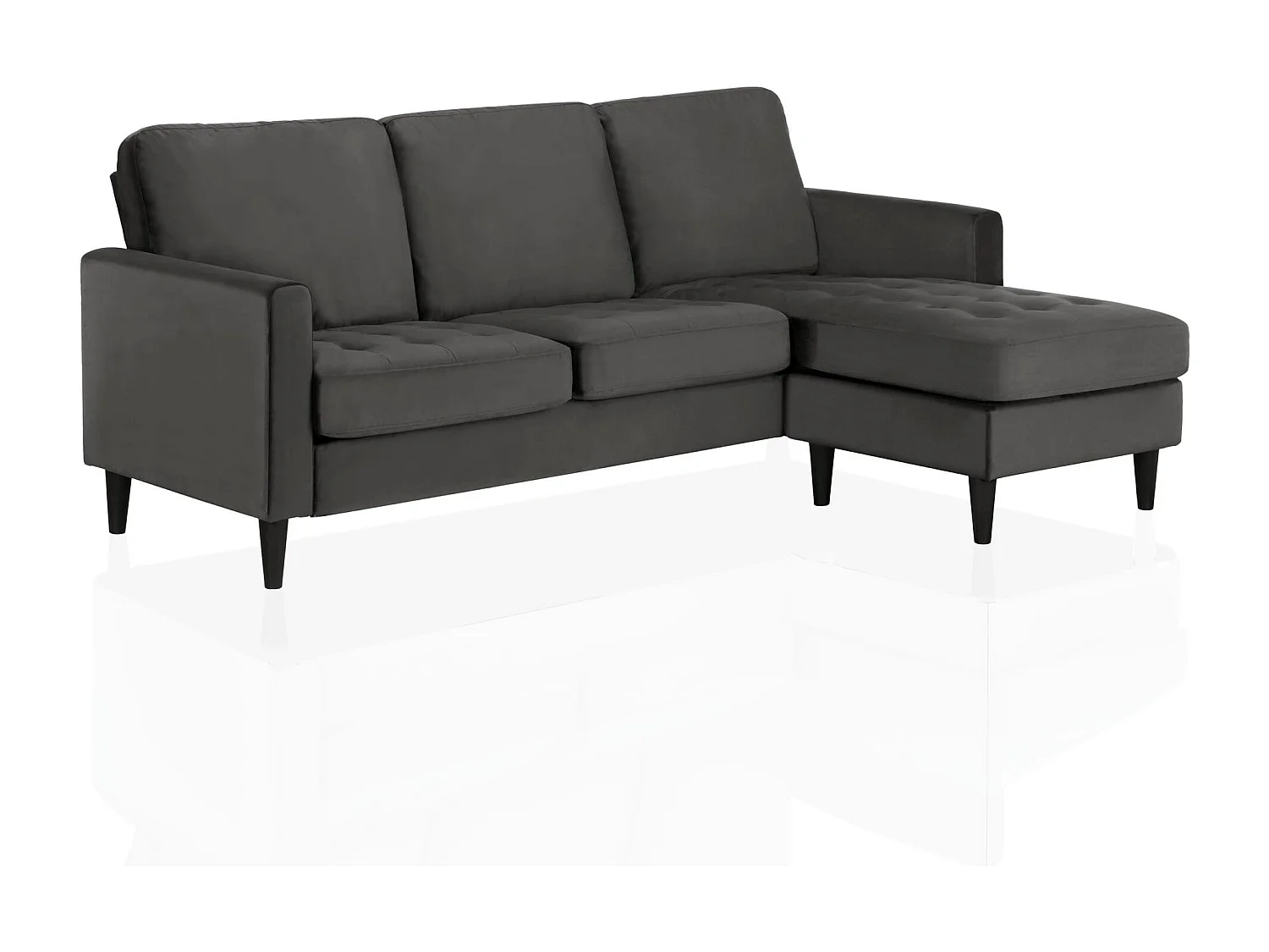 Strummer | Canapé 3 places avec méridienne en velours gris