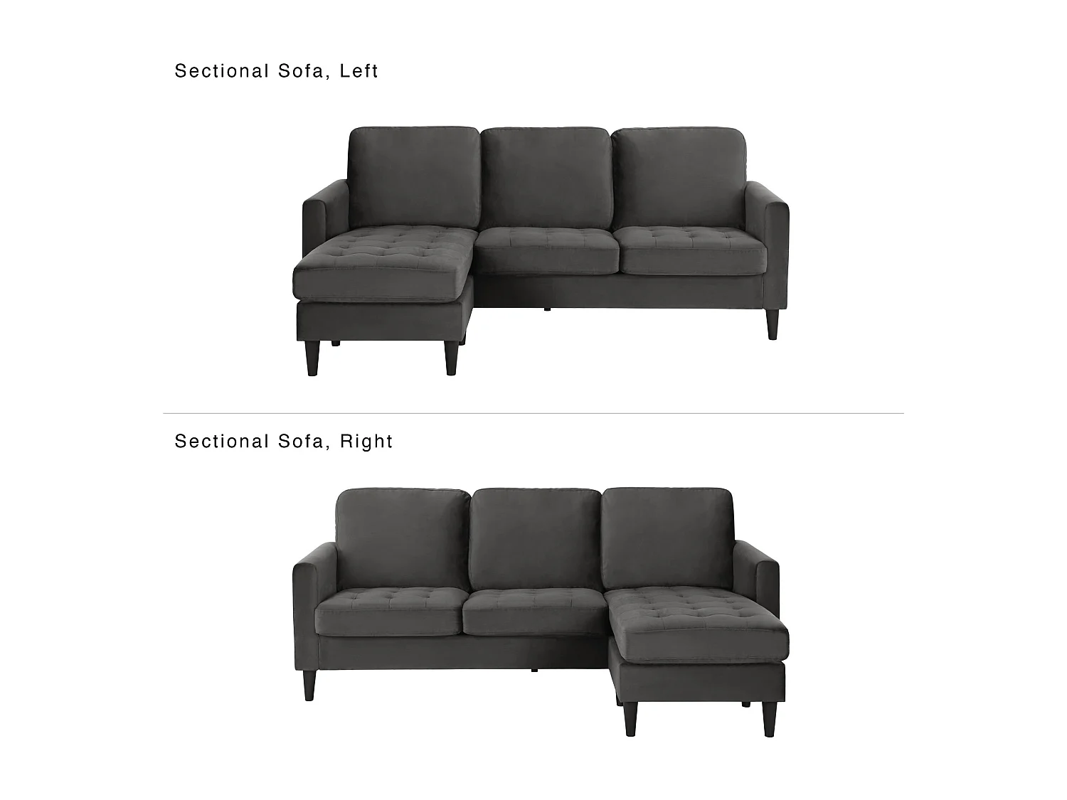 Strummer | Canapé 3 places avec méridienne en velours gris