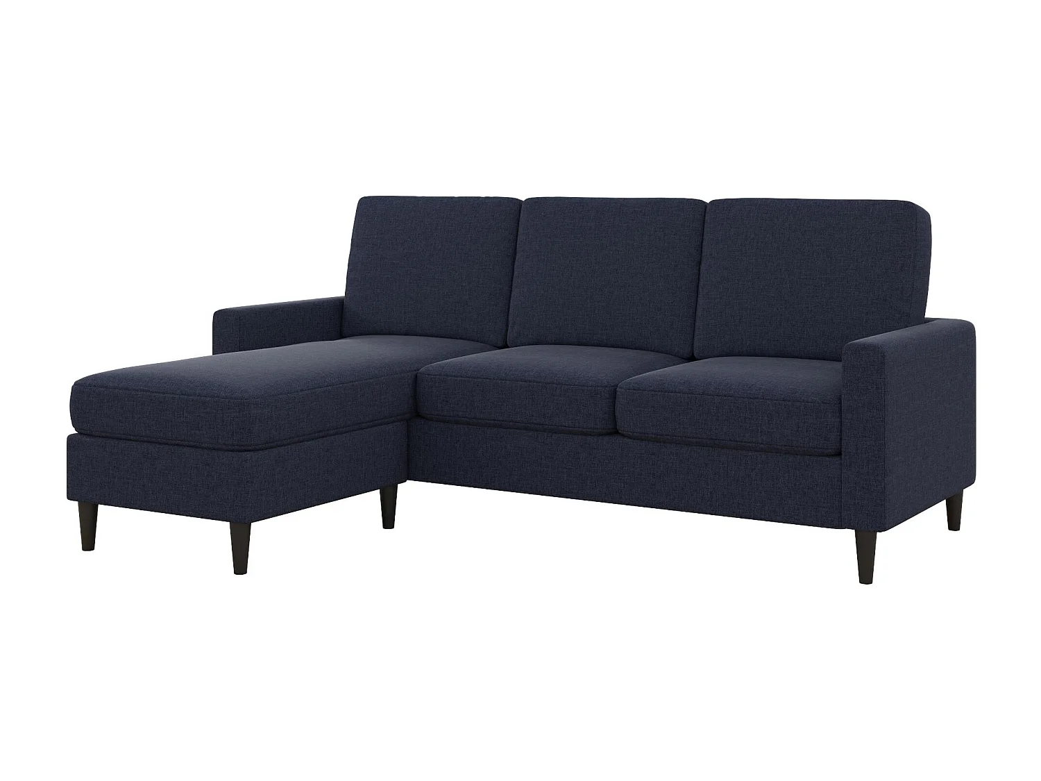 Divano 3 posti con chaiselong in lino blu