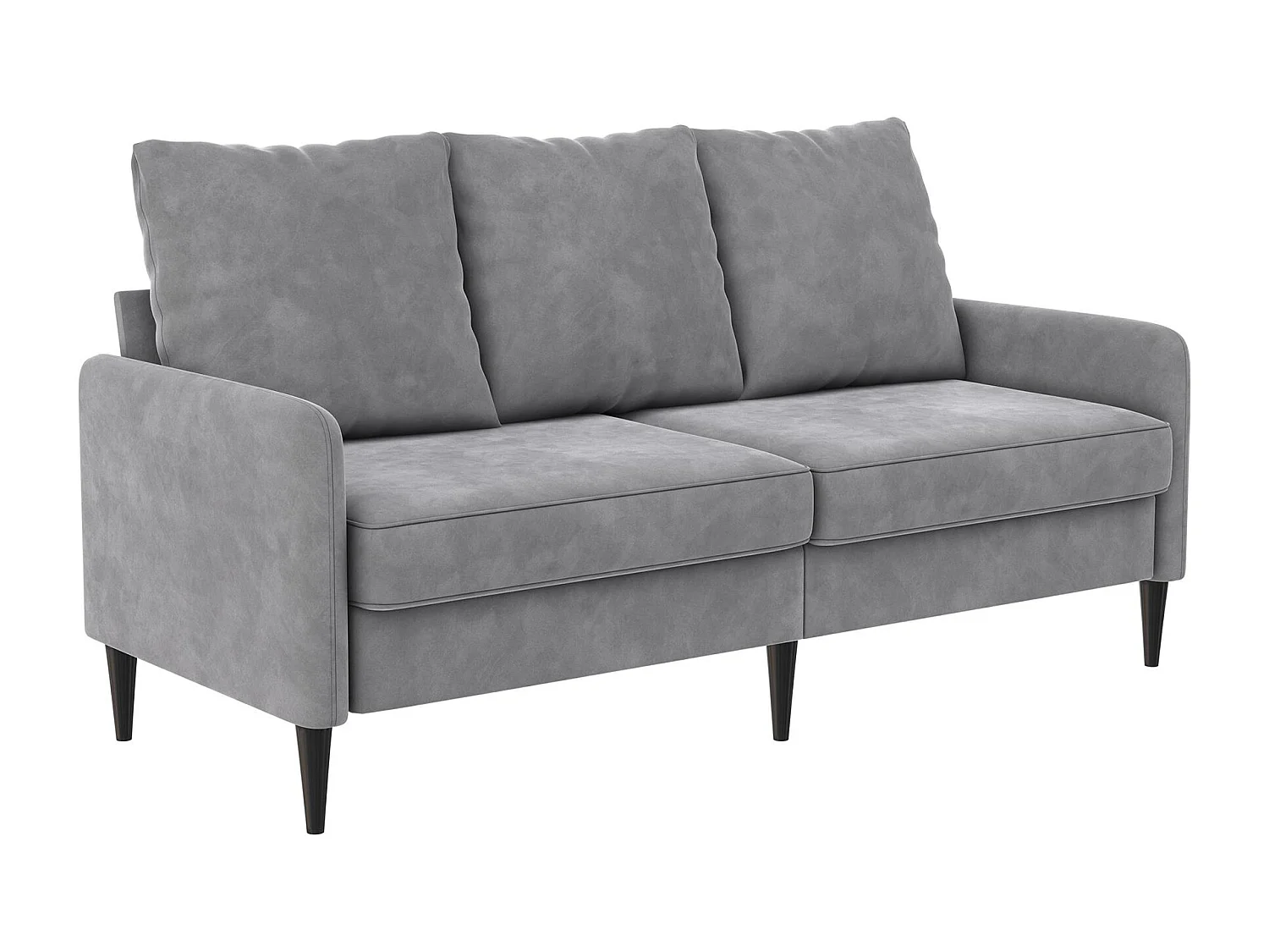 Sofa, 3-Sitzer, aus Samt, hellgrau