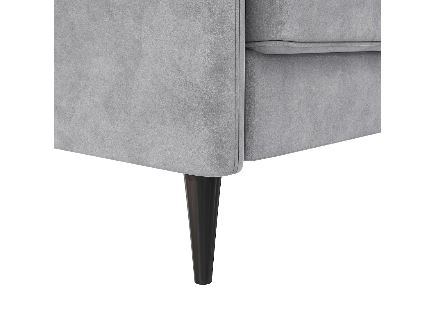 Sofa, 3-Sitzer, aus Samt, hellgrau