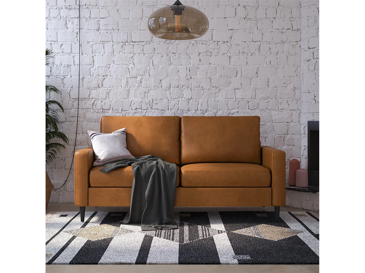 Wainwright | Canapé 3 places en simili cuir camel