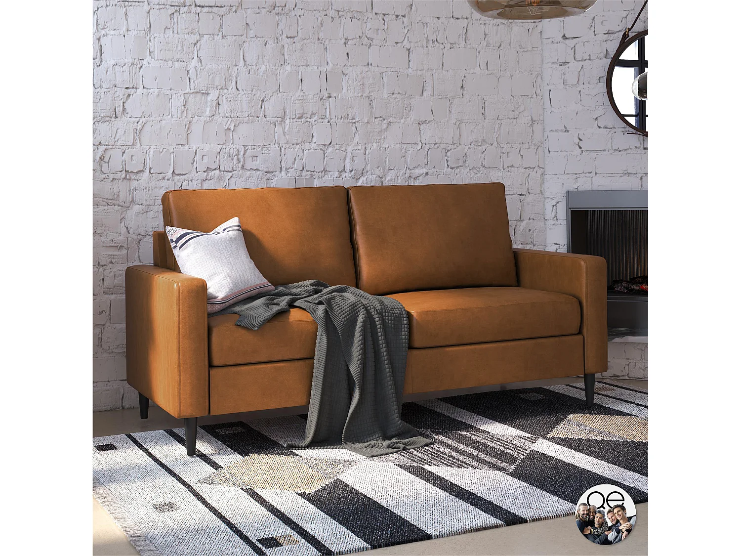 Wainwright | Canapé 3 places en simili cuir camel