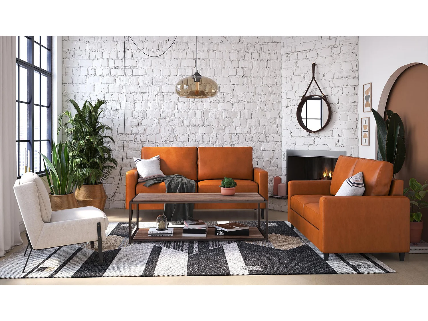 Wainwright | Canapé 3 places en simili cuir camel