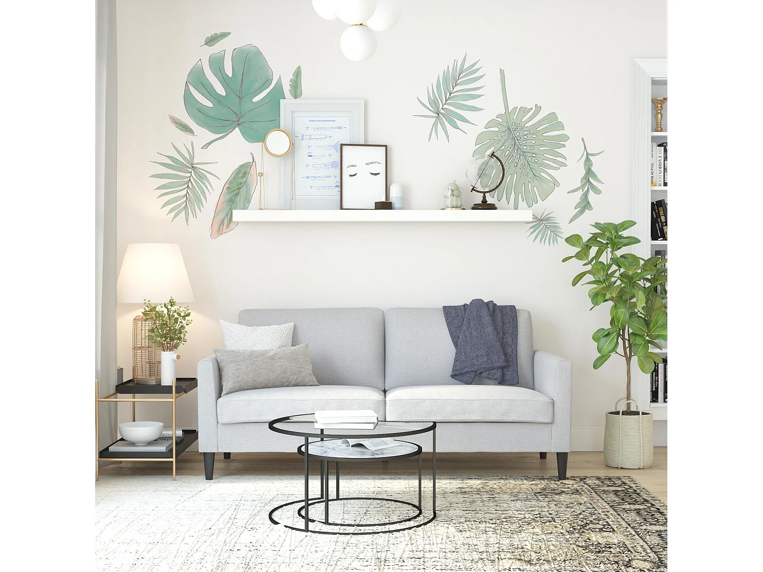 Sofa 3 Sitze in Leinen hellgrau