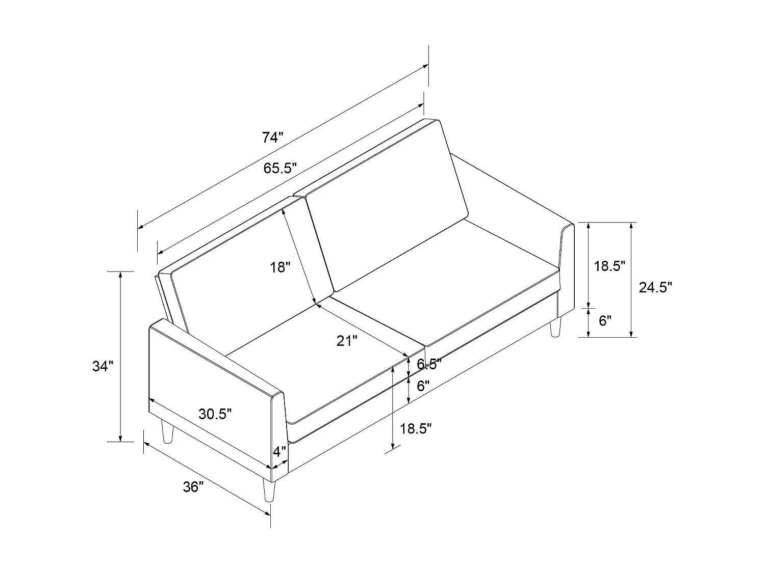 Sofa 3 Sitze in Leinen hellgrau