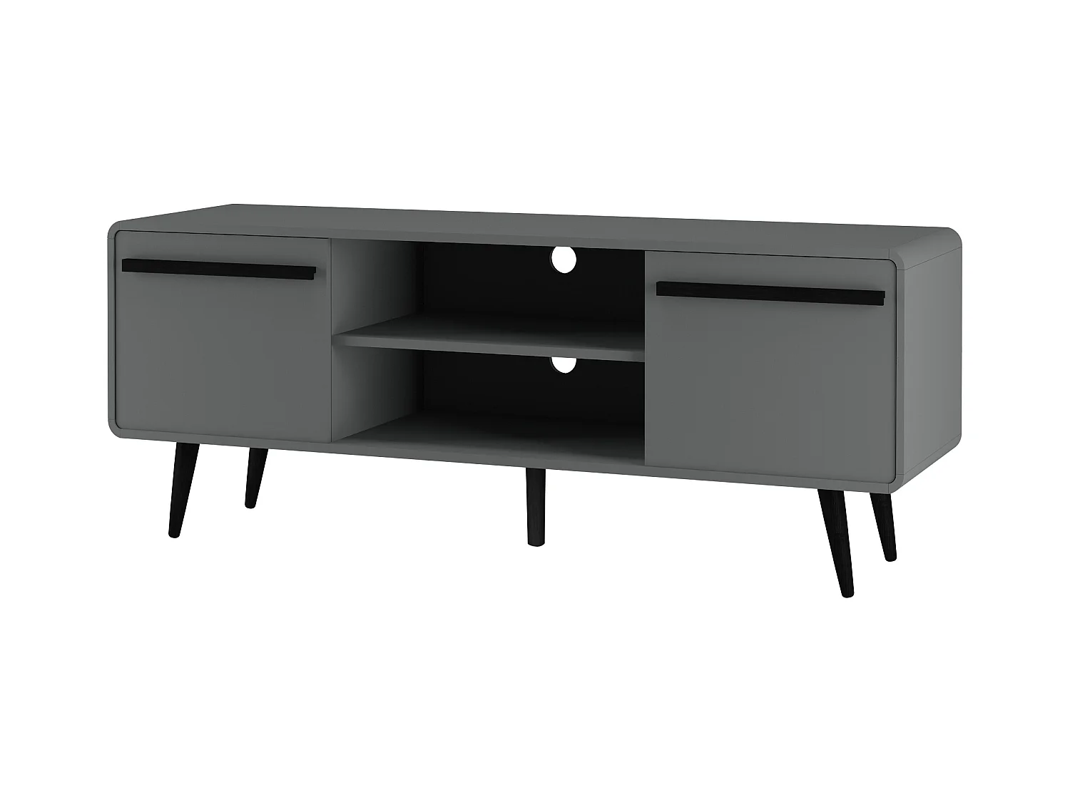 Chantal | Lowboard avec 2 tiroirs en aggloméré gris et noir