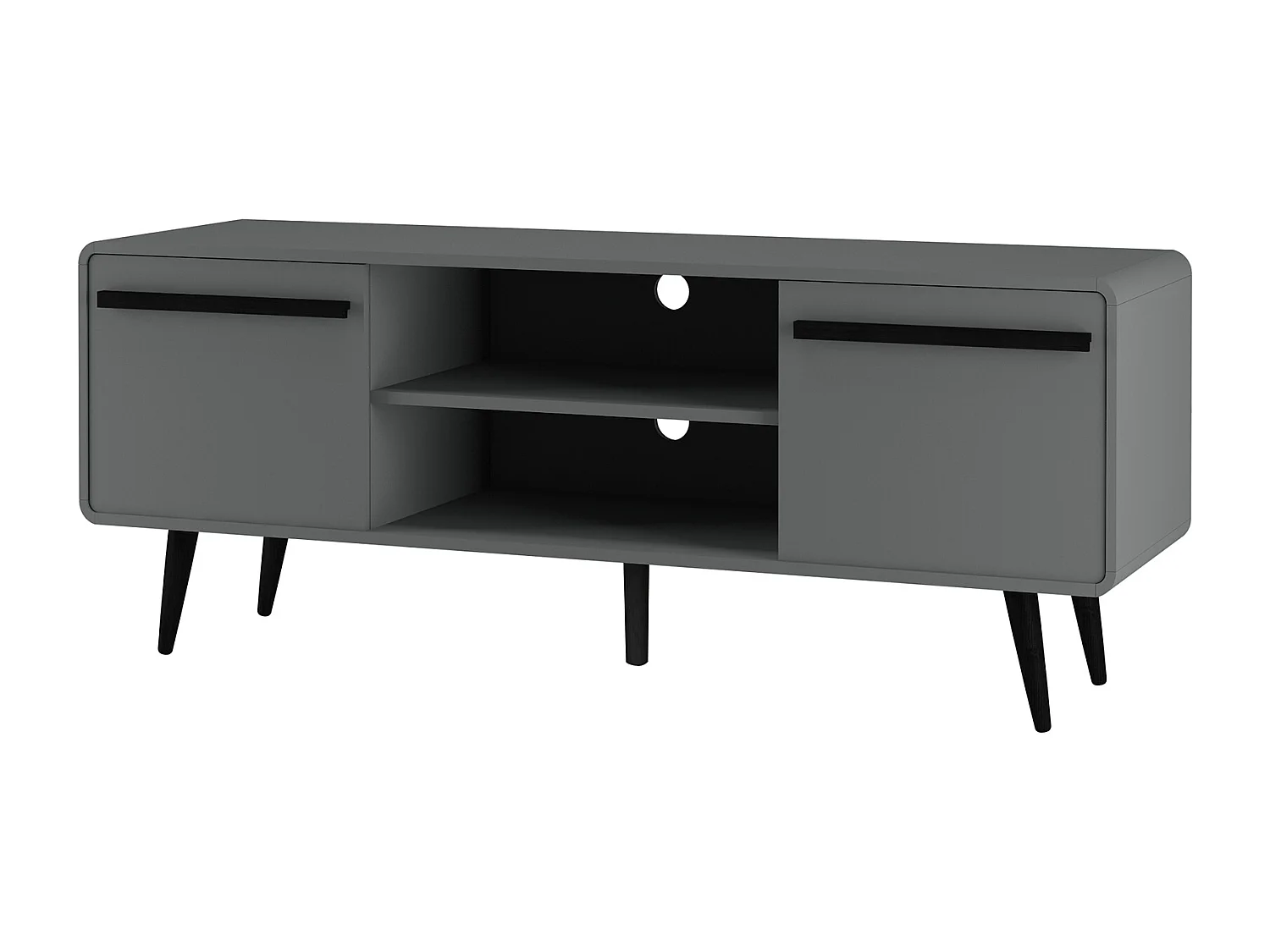 Chantal | Lowboard avec 2 tiroirs en aggloméré gris et noir