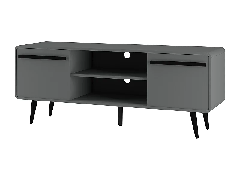 Lowboard mit 2 Schubladen aus Spanplatte in Grau und Schwarz