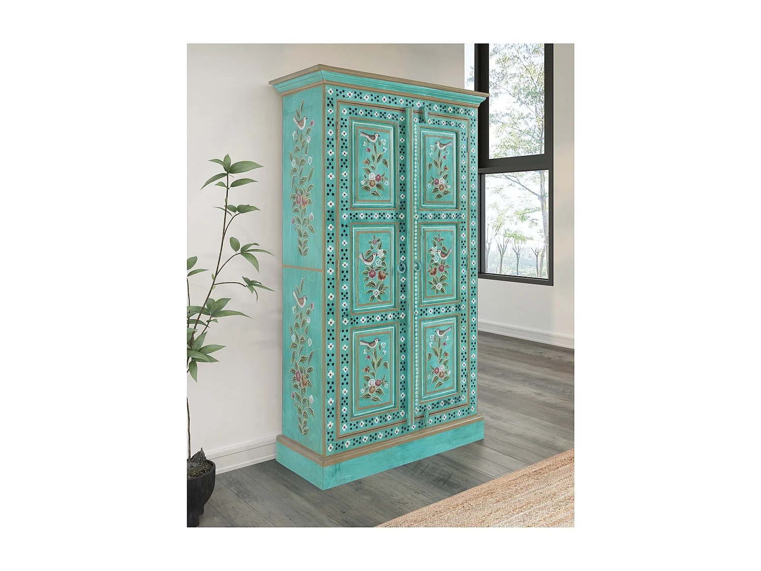 Prem | Armoire 2 portes en bois de manguier vert