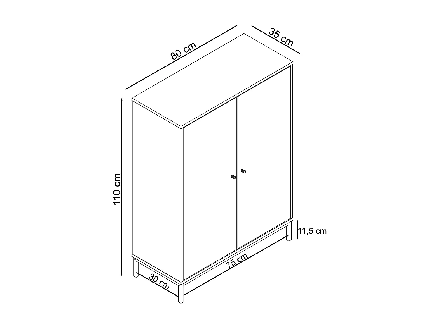 Celine | Buffet haut 2 portes en panneaux de particules gris