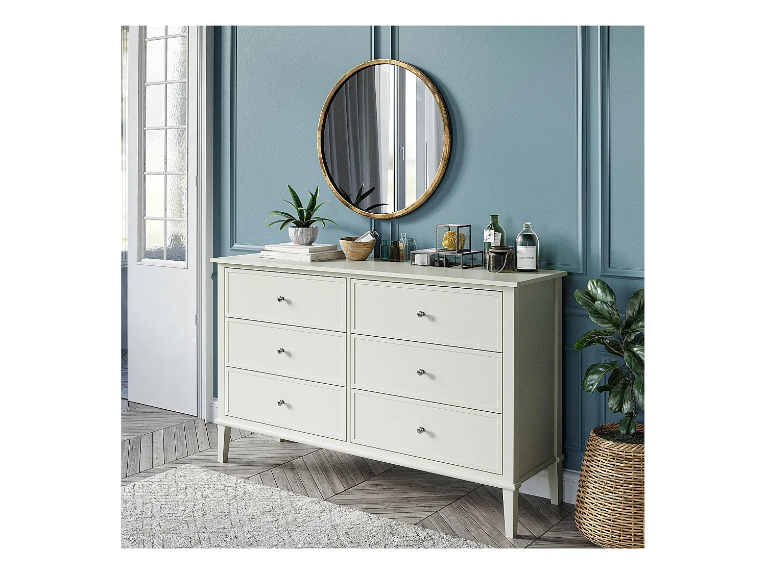 Cómoda con 6 cajones en MDF blanco