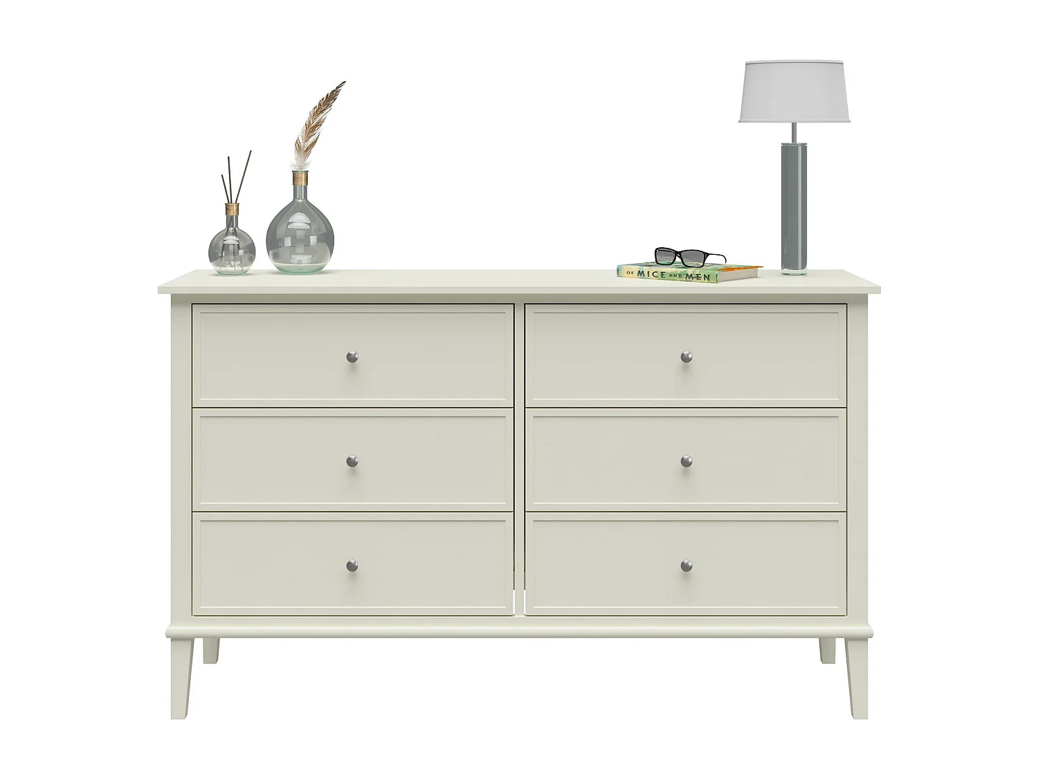 Franklin | Commode à 6 tiroirs en MDF blanc