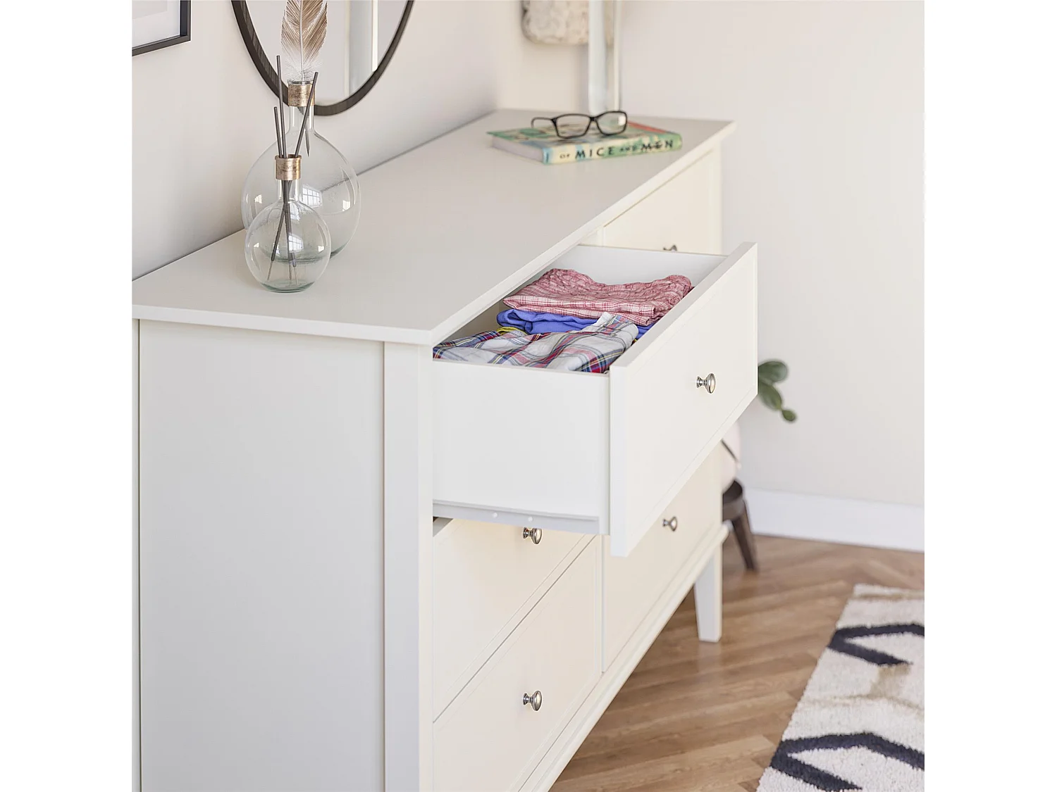 Franklin | Commode à 6 tiroirs en MDF blanc