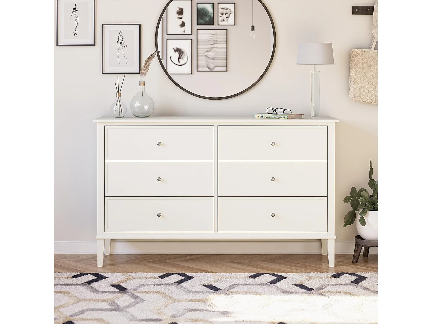 Franklin | Commode à 6 tiroirs en MDF blanc