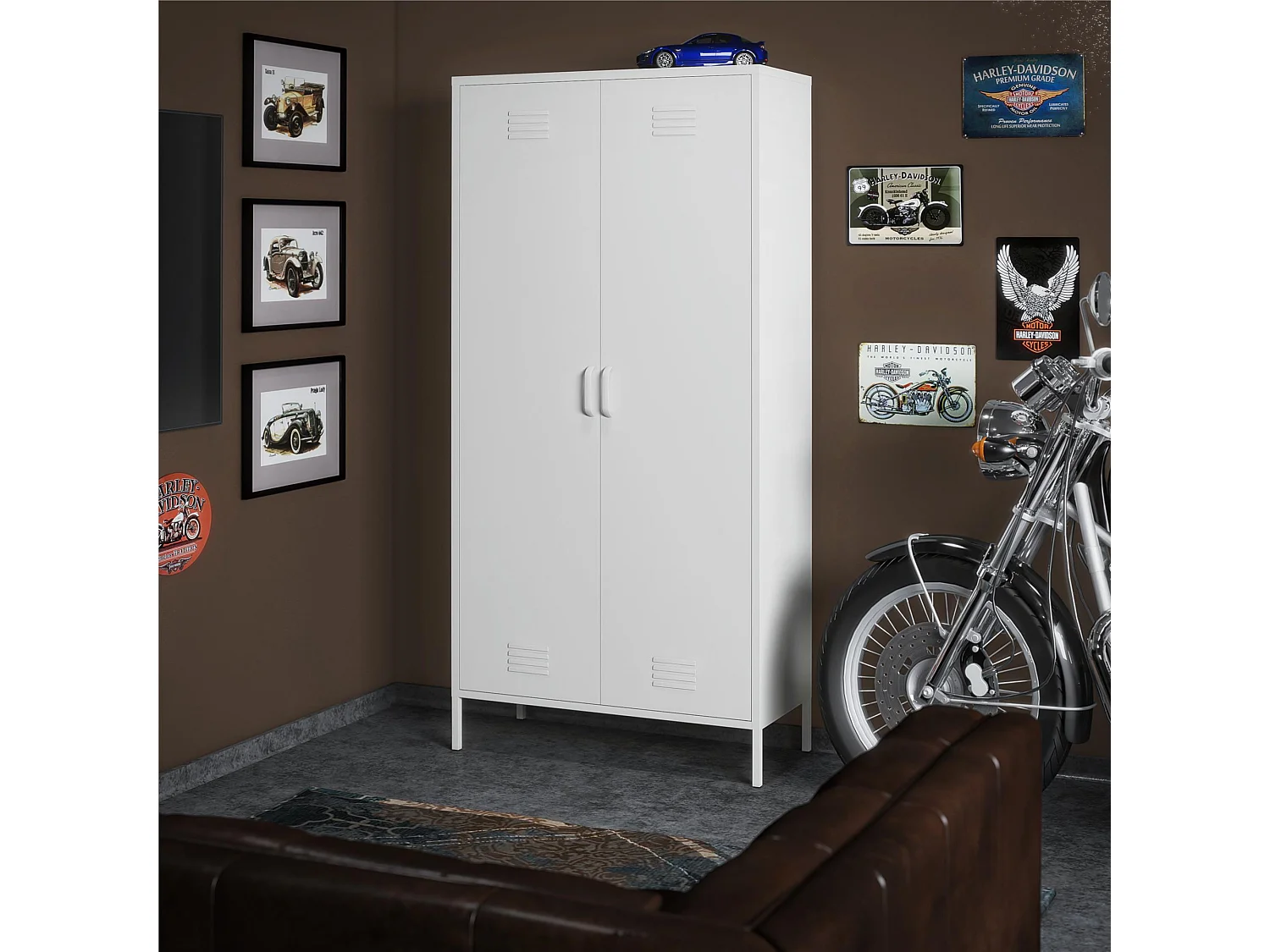 Mobile a 2 ante in metallo bianco