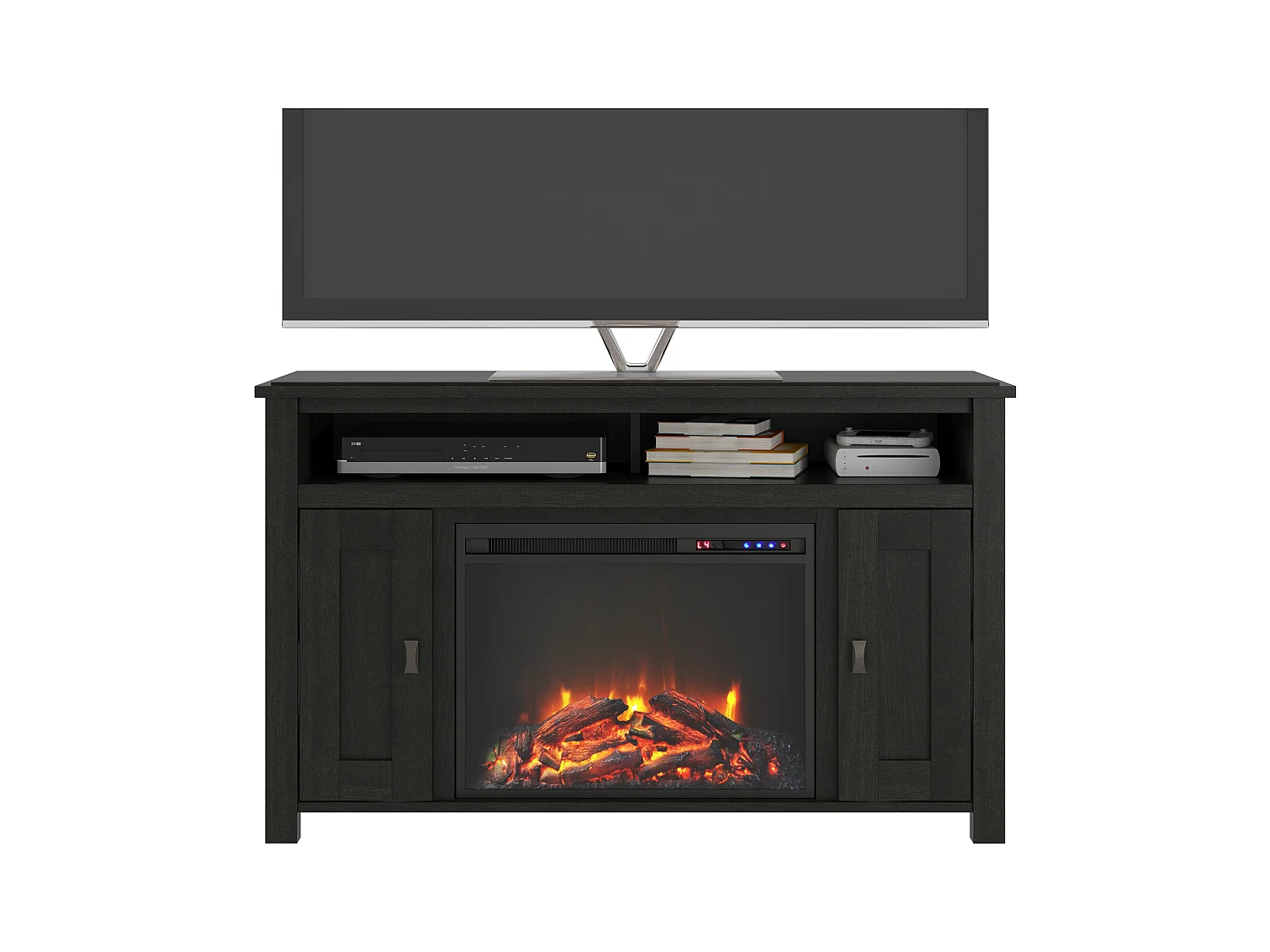 Farmington | Cheminée 2 portes en panneaux de particules noir