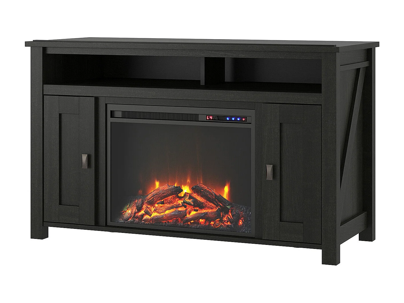 Farmington | Cheminée 2 portes en panneaux de particules noir