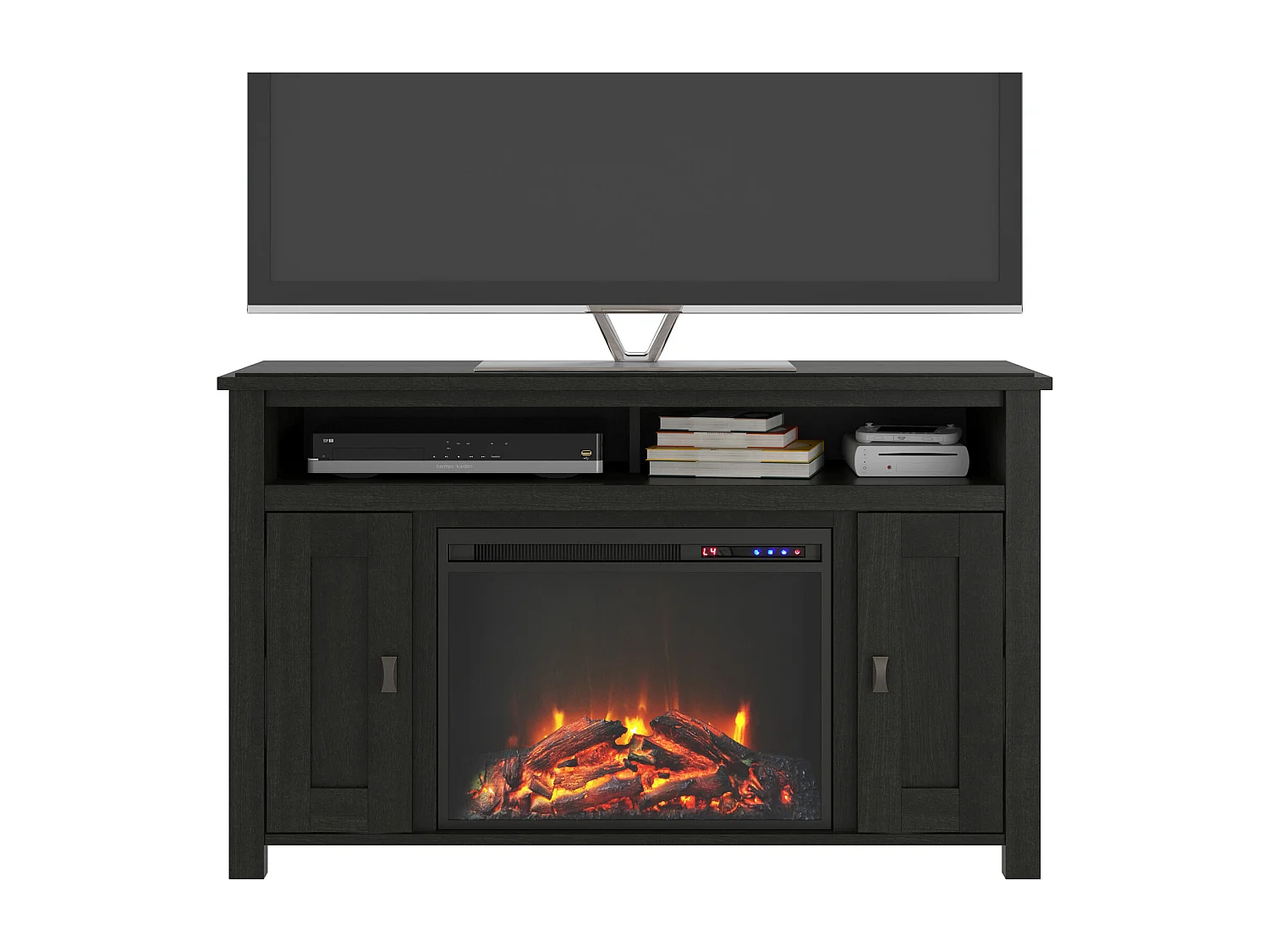 Farmington | Cheminée 2 portes en panneaux de particules noir