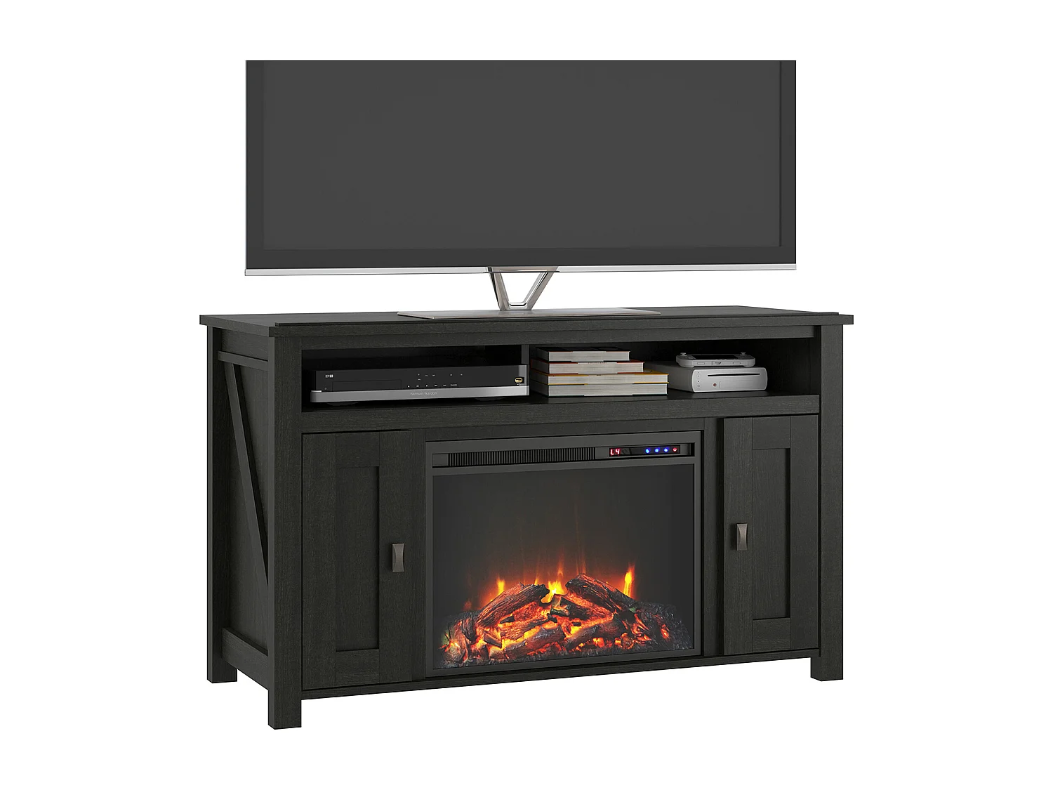 Farmington | Cheminée 2 portes en panneaux de particules noir