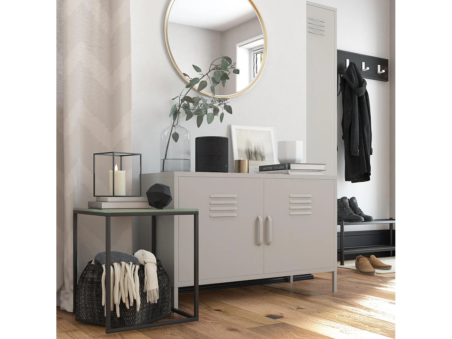 Bradford | Armário com 2 Portas em Metal Taupe