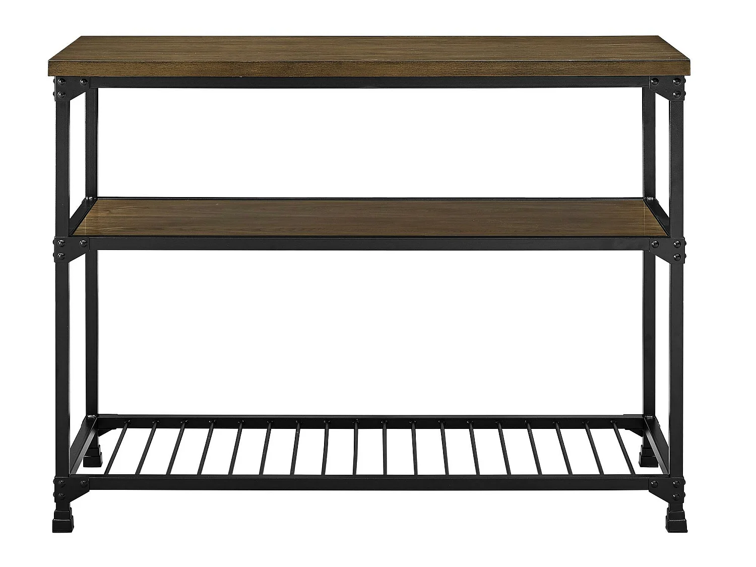 Cassy | Îlot multifonc. avec 2 étagères en placage de bois de chêne rustique