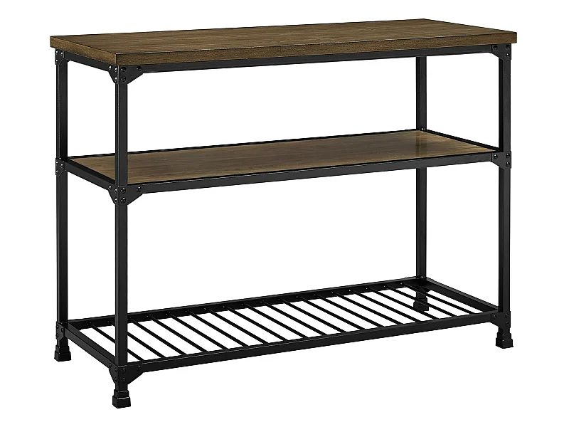 Multifunktionale Insel mit 2 Regalen aus rustikaler Eiche mit Holzfurnier