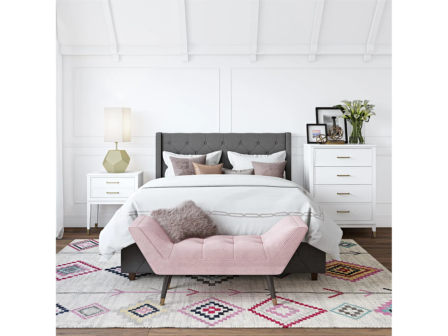 Westerleigh | Commode à 4 tiroirs en MDF blanc