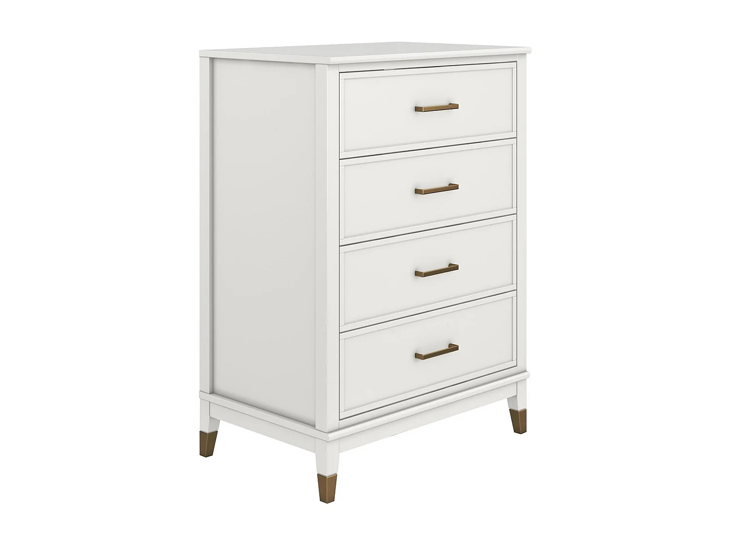 Comò con 4 cassetti in MDF bianco