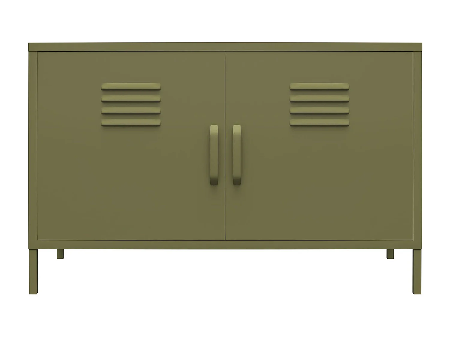 Mueble con 2 puertas en metal verde oliva
