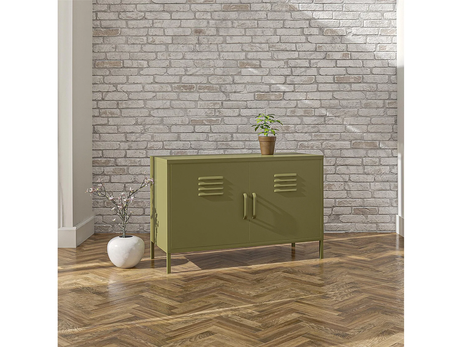 Bradford | Armoire 2 portes en métal vert olive