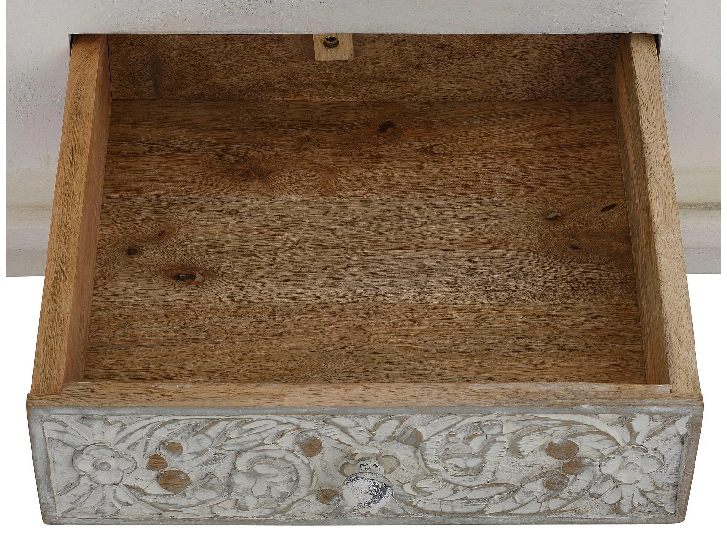 Rajat | Buffet avec 2 portes et 4 tiroirs en manguier blanc et gris