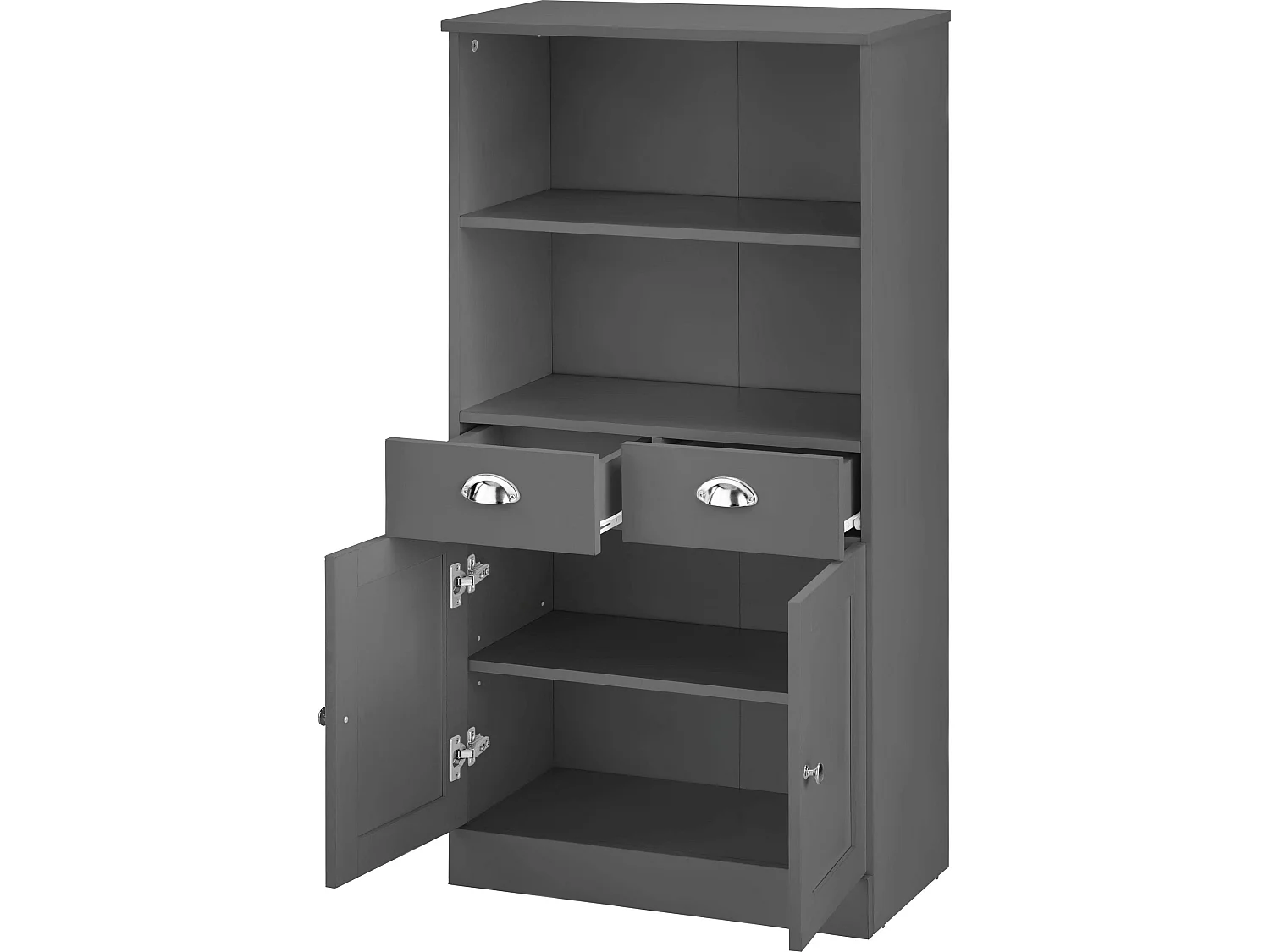 Mobile con 2 ante e 2 cassetti in truciolare grigio