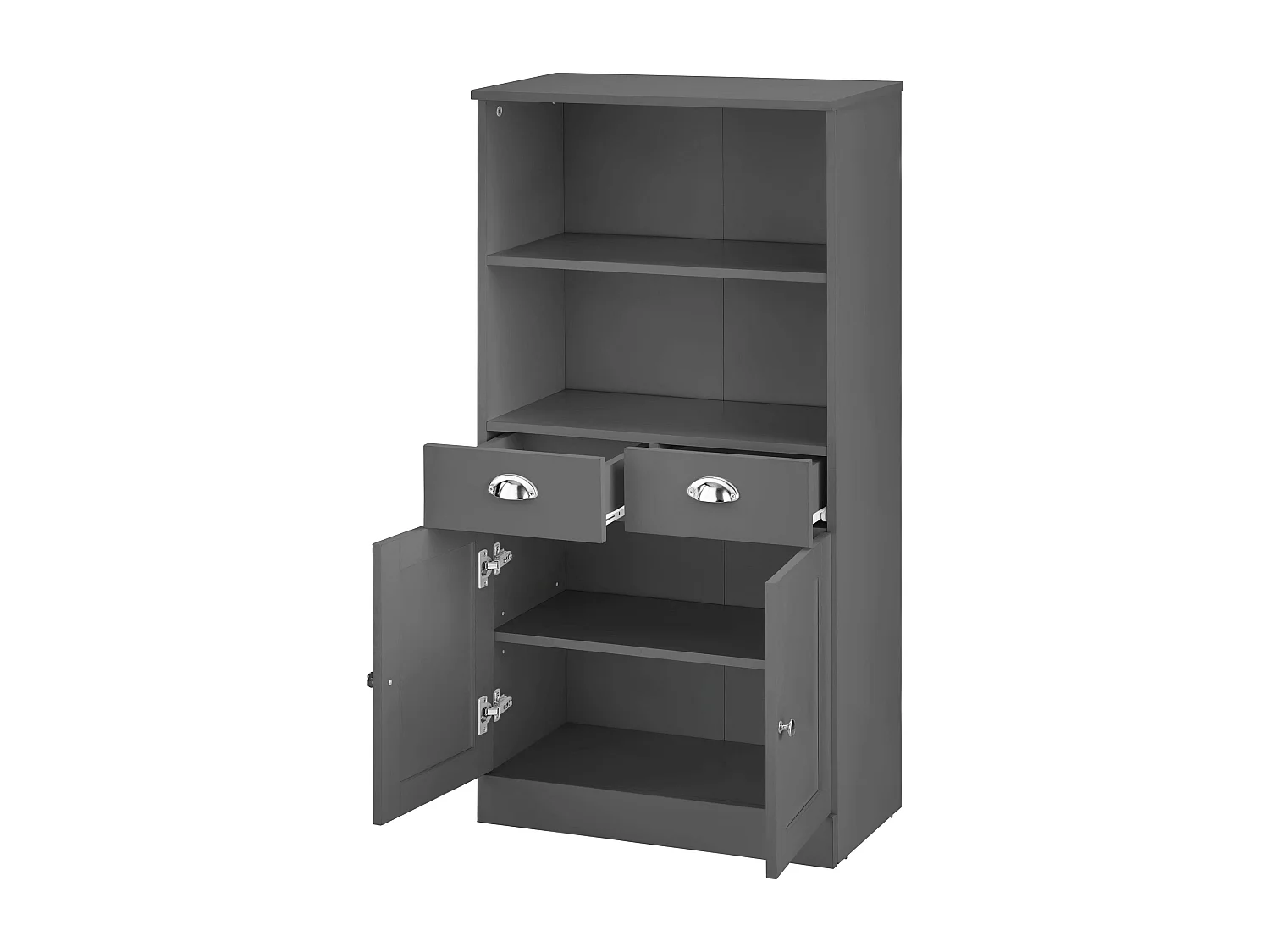 Kira | Armoire 2 portes et 2 tiroirs en aggloméré gris