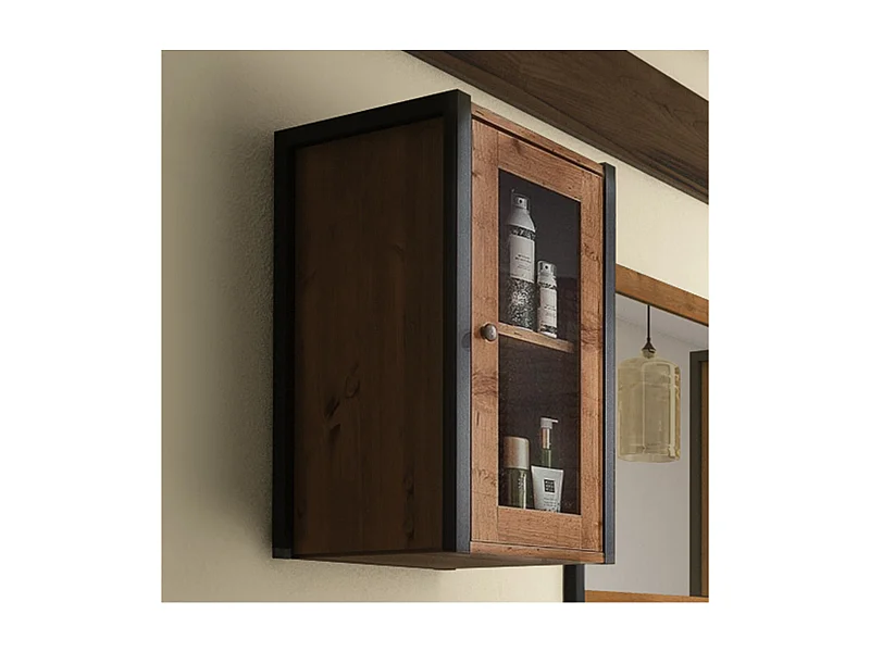 Mueble de pared+Puerta de vidrio en tablero aglomerado roble parcífico