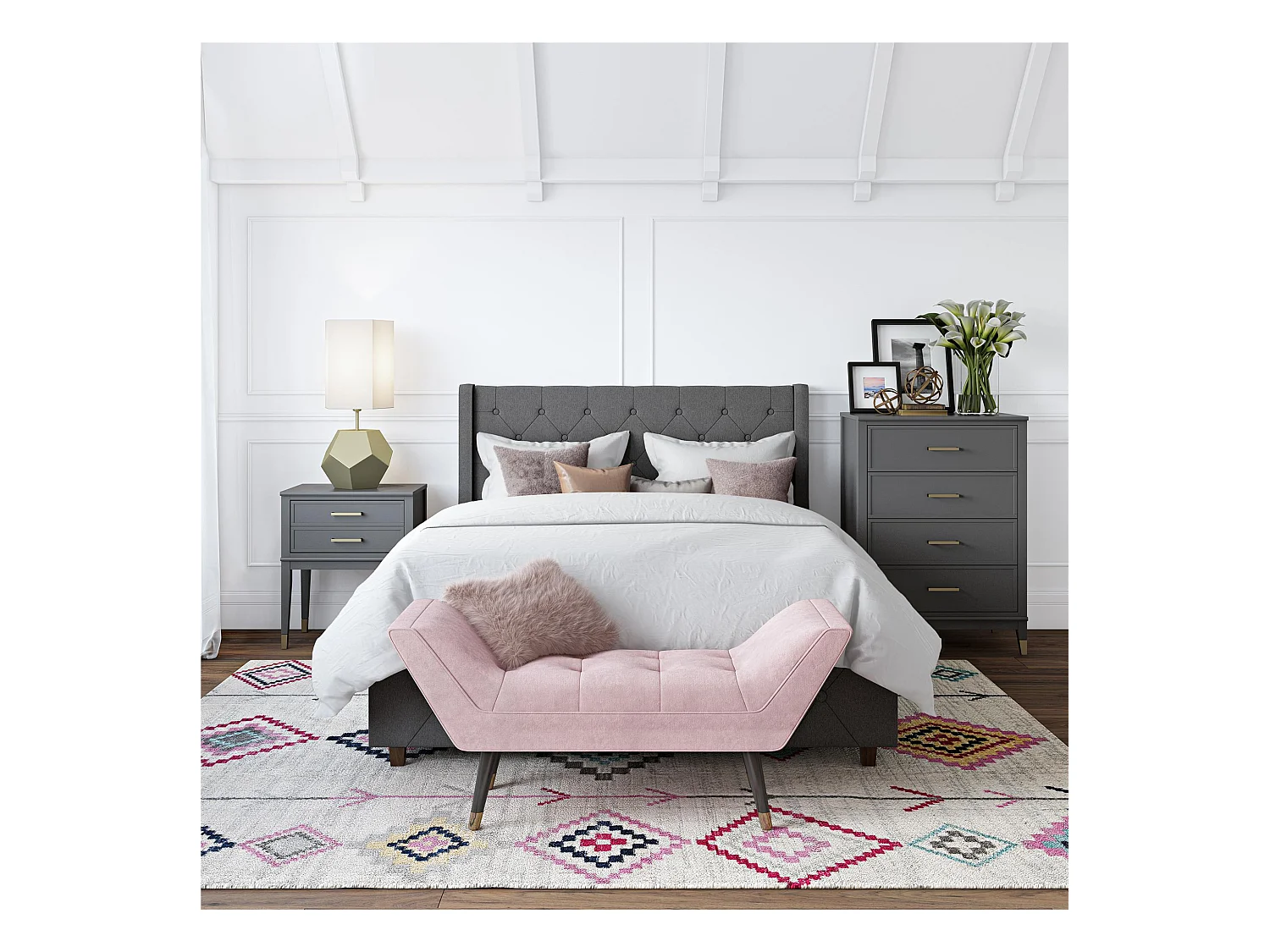 Cómoda con 4 cajones en MDF gris grafito