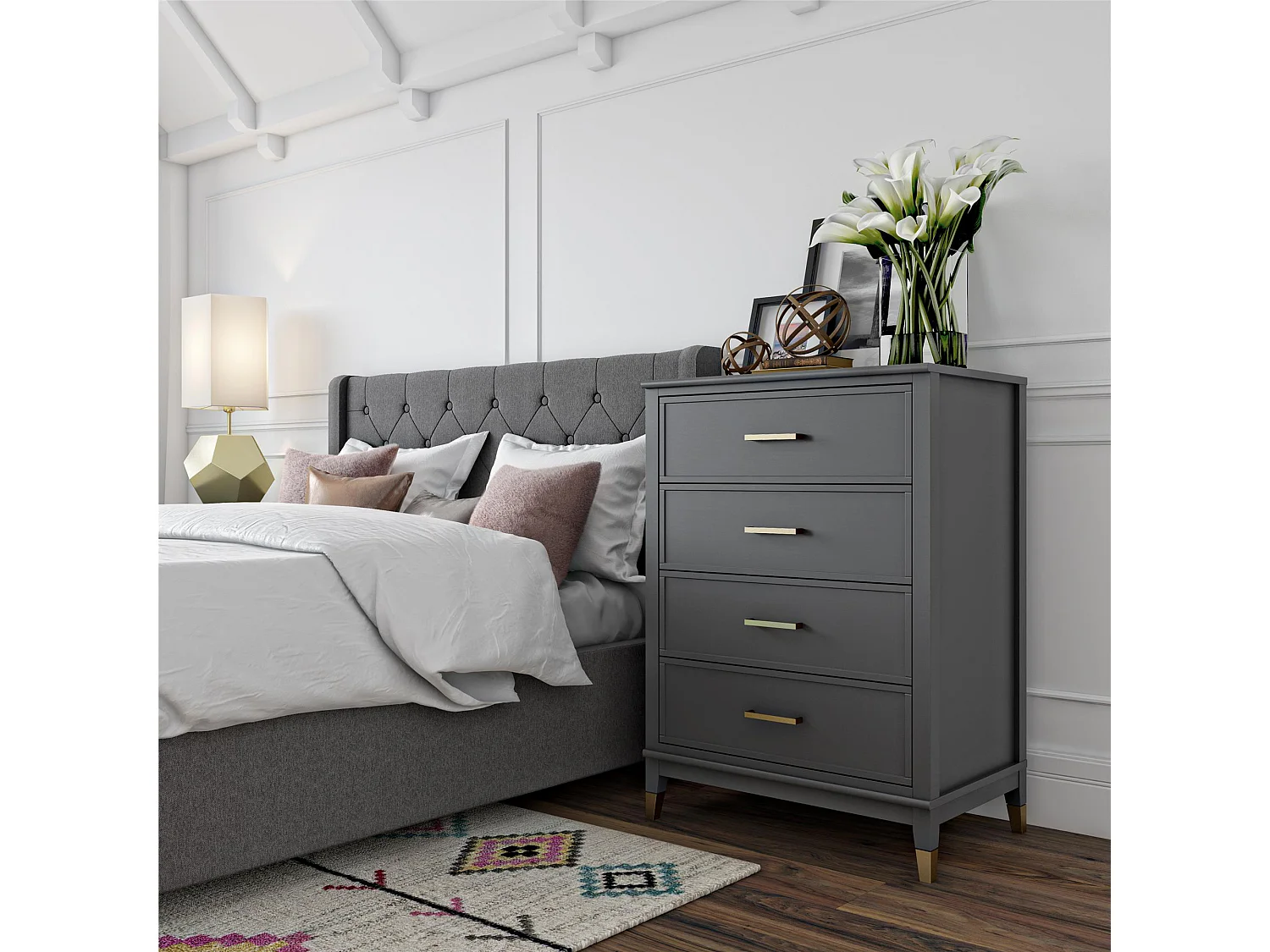 Westerleigh | Commode à 4 tiroirs en MDF gris graphite
