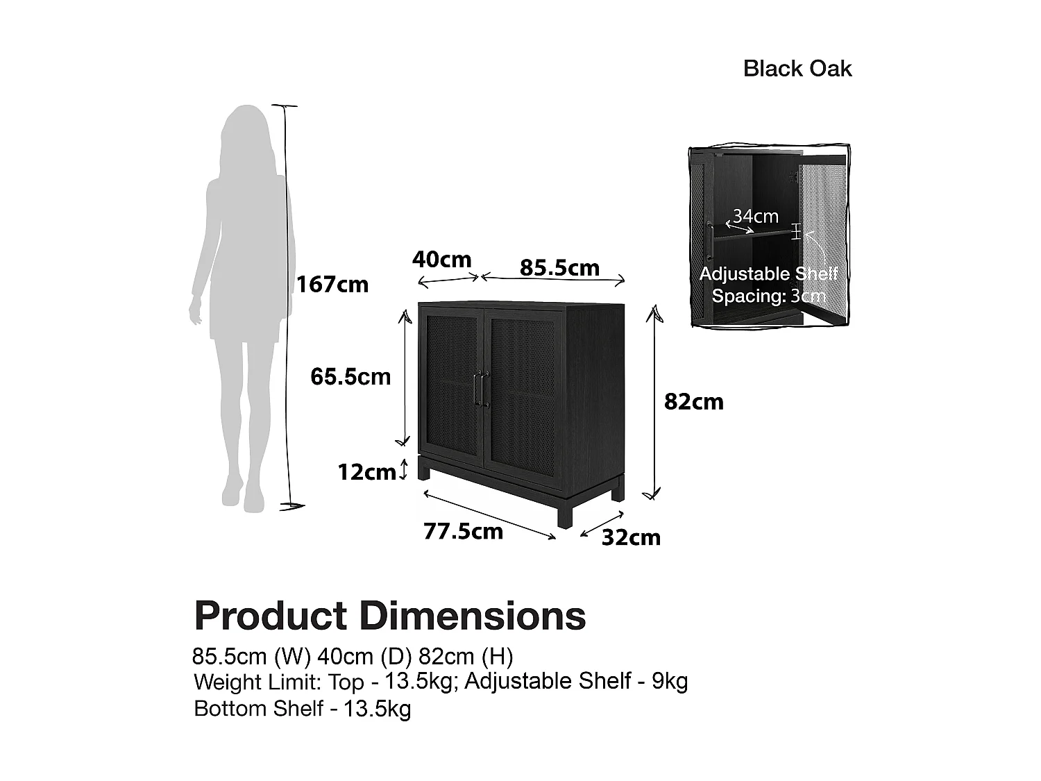 Tess | Armoire 2 portes en MDF chêne noir