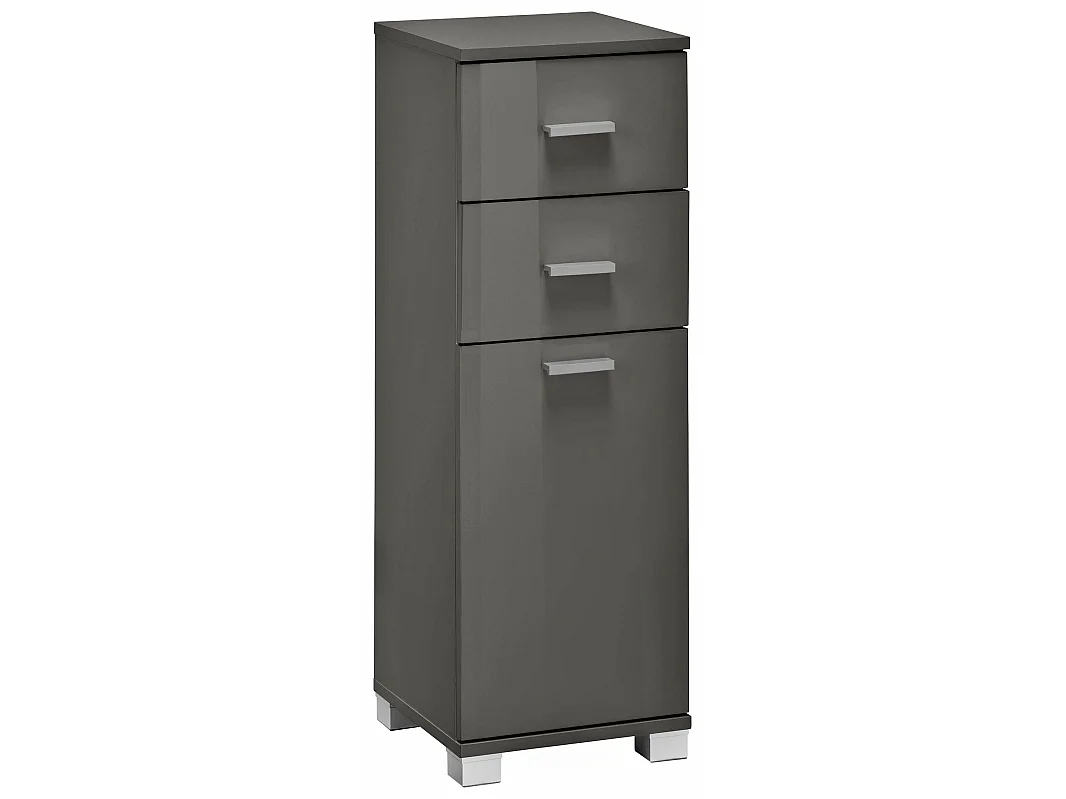 Schrank mit 1 Tür und 2 Schubladen in MDF grau