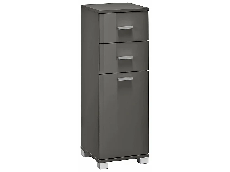 Schrank mit 1 Tür und 2 Schubladen in MDF grau