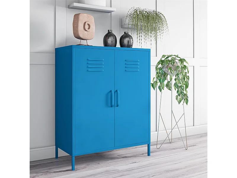 Mueble con 2 puertas en metal azul