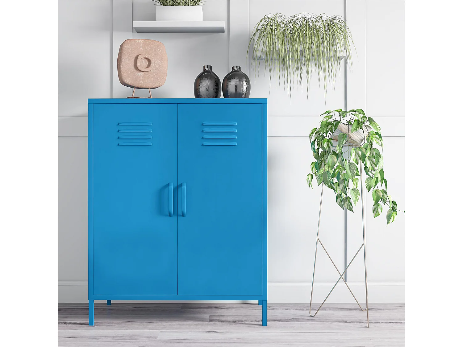 Mueble con 2 puertas en metal azul