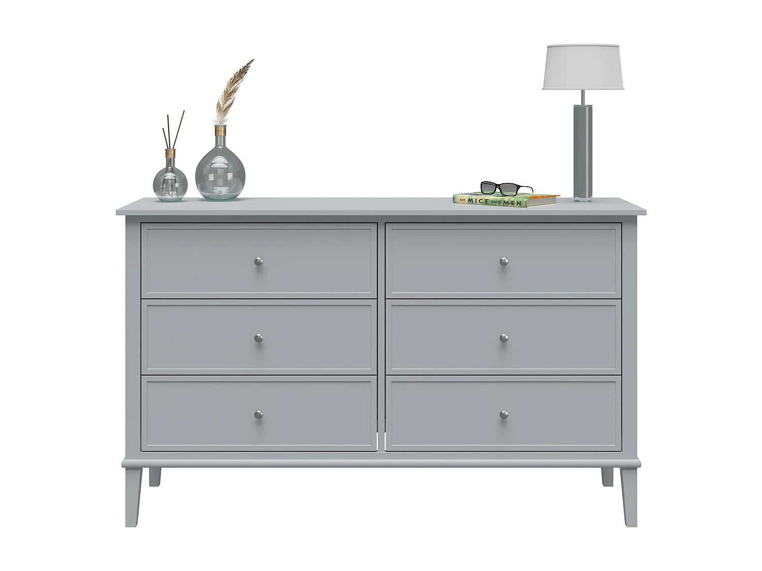 Franklin | Commode à 6 tiroirs en MDF gris