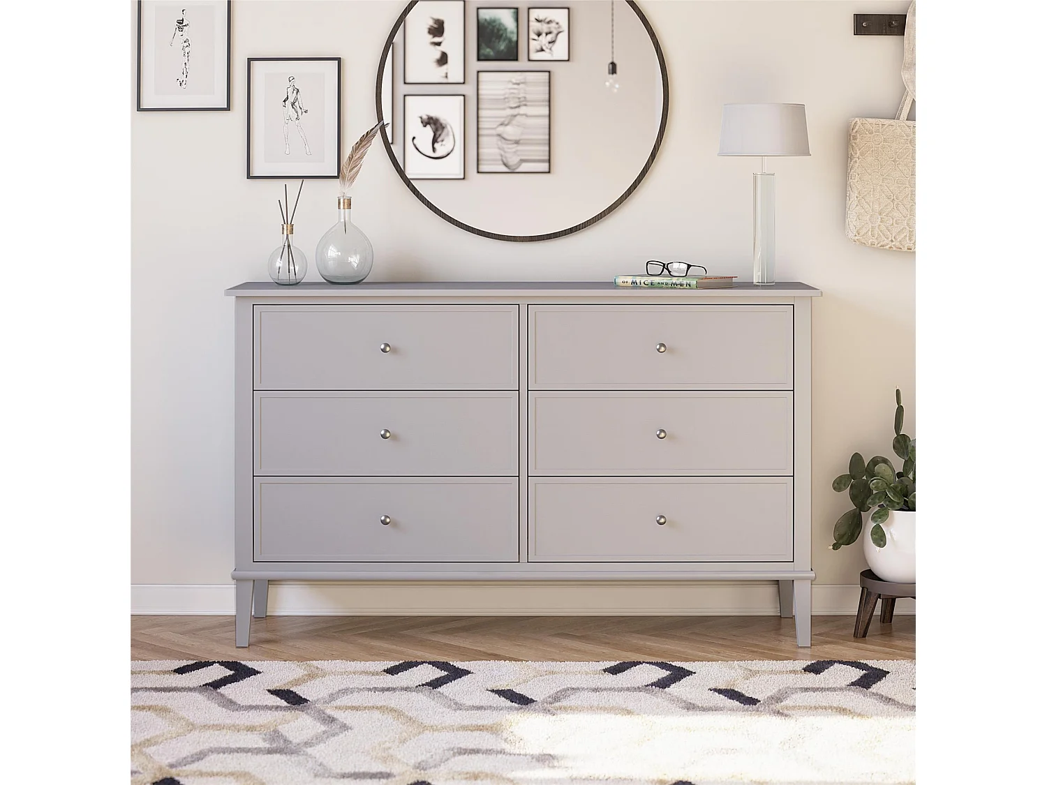 Franklin | Commode à 6 tiroirs en MDF gris