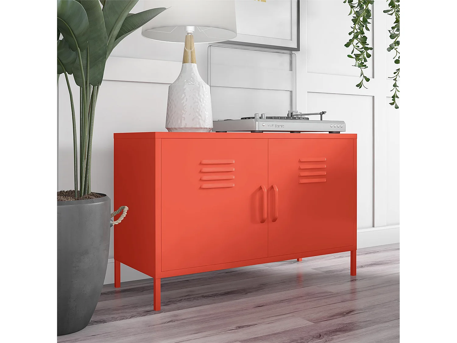 Cache | Armoire 2 portes en métal orange