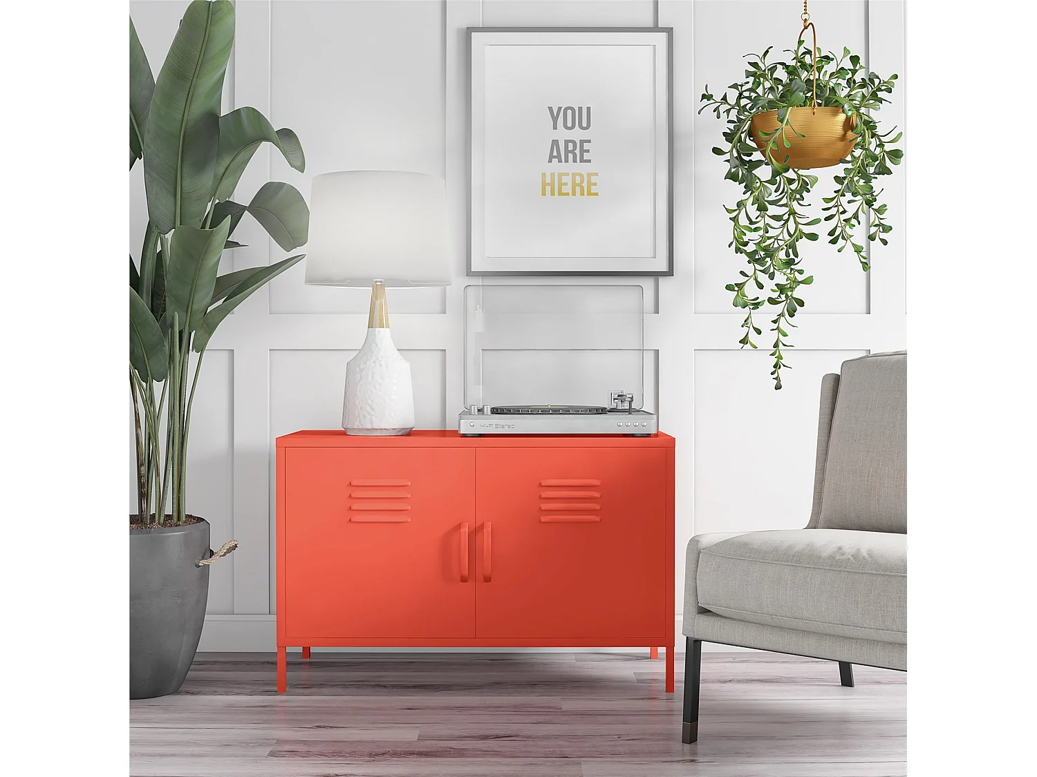 Cache | Armoire 2 portes en métal orange